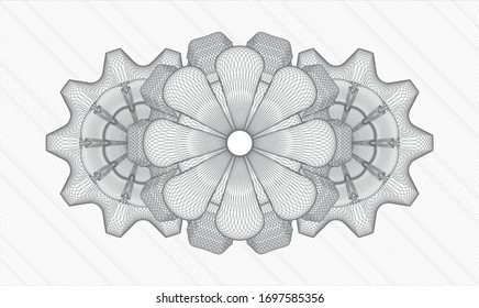 Grey passport style rosette. Vector Illustration. Detailed.