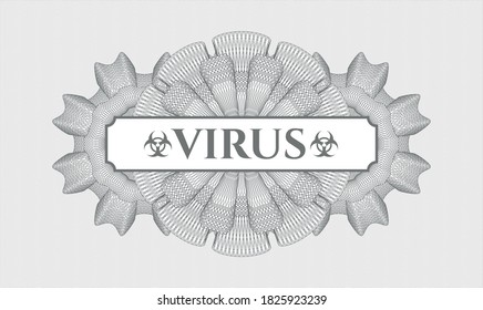 Rosette estilo pasaporte gris. Ilustración vectorial. Detallado con el virus de texto dentro