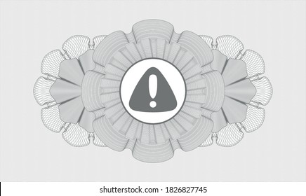 Graue Passrosette. Vektorgrafik. Detaillierte Beschreibung mit dem Warnsymbol in der Mitte