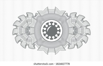 Grey passport style rosette. Vector Illustration. Detailed with coronavirus icon inside