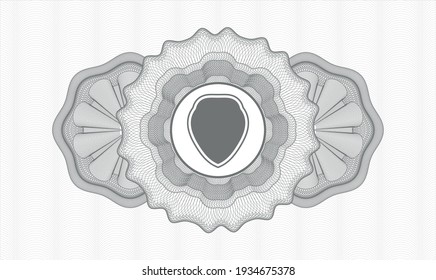 Grey passport style rosette. Vector Illustration. Detailed with shield icon inside