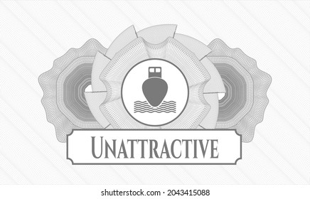 Rosette estilo pasaporte gris. Ilustración vectorial. Detallado con el icono de envío y el texto sin atractivo dentro