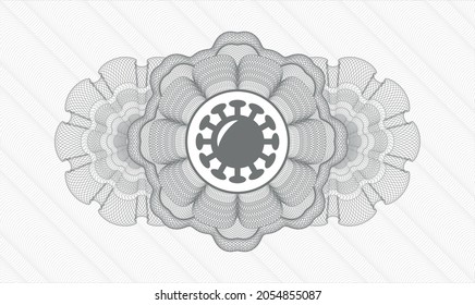 Graue Passrosette. Vektorgrafik. Detaillierte Angaben mit dem Coronavirus-Symbol im Inneren