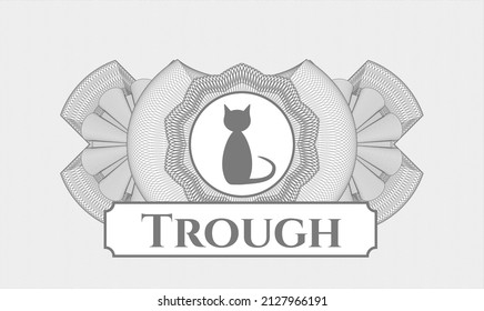 Graue Passrosette. Vektorgrafik. Detaillierte Angaben mit Katzensymbol und Trough-Text im Inneren
