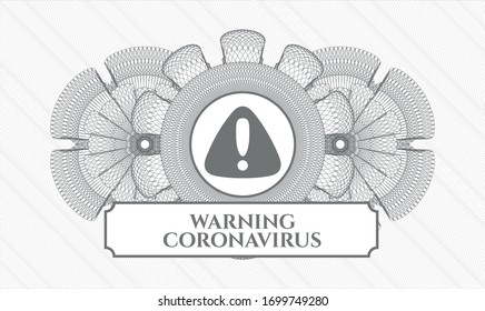 Graue Passform mit Warnsymbol und Warning Coronavirus-Text im Inneren