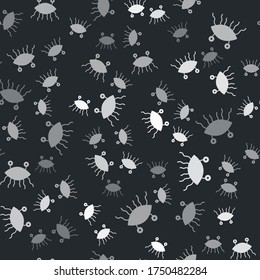 Grey Pastafarianism icon isolated seamless pattern on black background. Vector Illustration