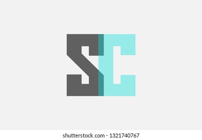 grey pastel blue alphabet letter SC S C logo combination design suitable for a company or business