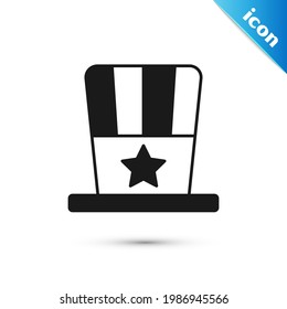 Grey Patriotic American top hat icon isolated on white background. Uncle Sam hat. American hat independence day.  Vector