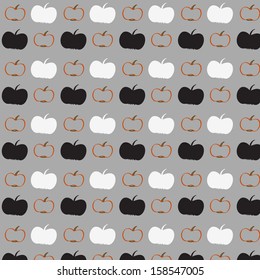 Grey pattern with apples.Vector.Seamless pattern.