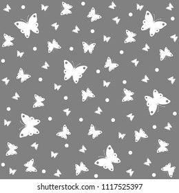 Grey pattern butterflies, butterfly vector background