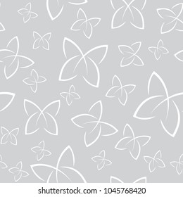 Grey pattern of butterflies. Horizontally and vertically seamless background. Isolated elements.  In vector