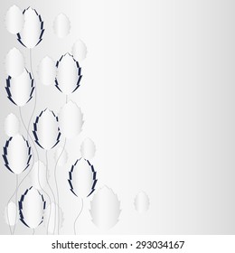 Grey pattern with decorative leafs and copy space