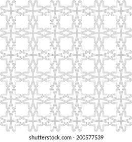 Grey pattern in islamic style on white background.