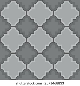 Grey pavement tile, sidewalk stone pattern. Patio stone tile wrapping paper background, street brick cobblestone isolated vector textile print or footpath concrete pavement wallpaper pattern