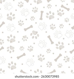 Grey paw and bones pattern