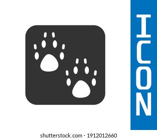 Grey Paw print icon isolated on white background. Dog or cat paw print. Animal track.  Vector