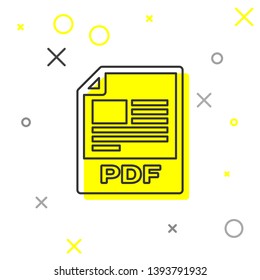 Grey PDF file document icon. Download pdf button line icon isolated on white background. PDF file symbol. Vector Illustration