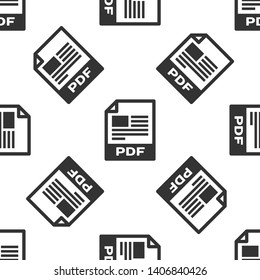 Grey PDF file document icon. Download pdf button icon isolated seamless pattern on white background. PDF file symbol. Vector Illustration