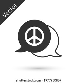 Grey Peace icon isolated on white background. Hippie symbol of peace.  Vector