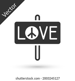 Grey Peace icon isolated on white background. Hippie symbol of peace.  Vector