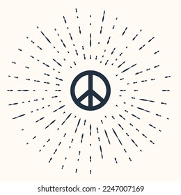 Grey Peace icon isolated on beige background. Hippie symbol of peace. Abstract circle random dots. Vector