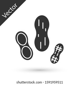 Grey Peanut icon isolated on white background.  Vector Illustration