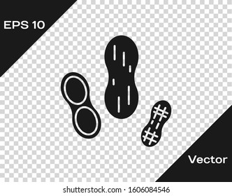 Grey Peanut icon isolated on transparent background.  Vector Illustration