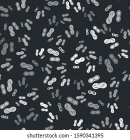 Grey Peanut icon isolated seamless pattern on black background.  Vector Illustration