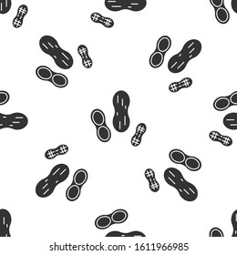 Grey Peanut icon isolated seamless pattern on white background.  Vector Illustration