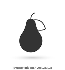 Grey Pear icon isolated on white background. Fruit with leaf symbol.  Vector