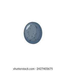 Grey pebble or natural stone with speckled textures. Cartoon smooth oval rock, granite gravel piece. Natural one small mineral. Vector illustration of glossy boulder icon isolated on white