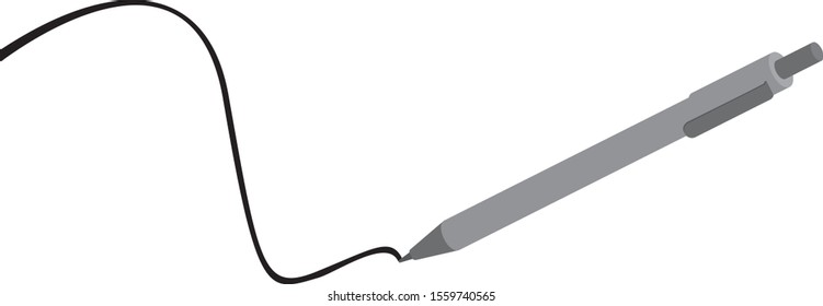 Grey pen, illustration, vector on white background.