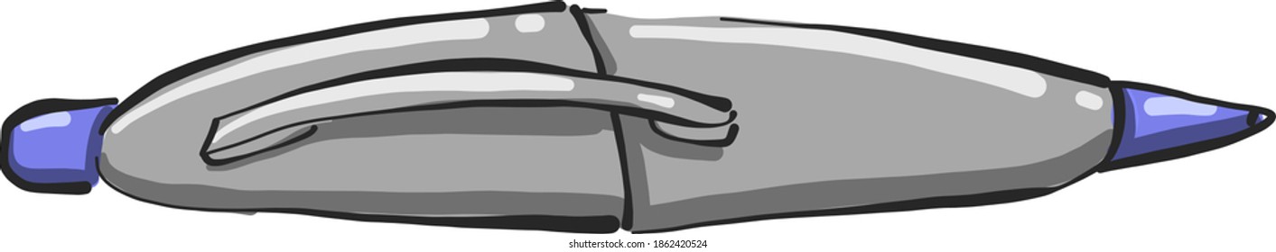 Grey pen, illustration, vector on white background.
