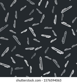 Grey Pen line icon isolated seamless pattern on black background.  Vector Illustration