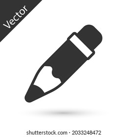 Grey Pencil with eraser icon isolated on white background. Drawing and educational tools. School office symbol.  Vector