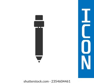 Grey Pencil with eraser icon isolated on white background. Drawing and educational tools. School office symbol.  Vector Illustration