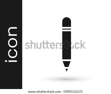 Grey Pencil with eraser icon isolated on white background. Drawing and educational tools. School office symbol.  Vector Illustration