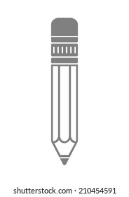 Grey pencil icon on white background