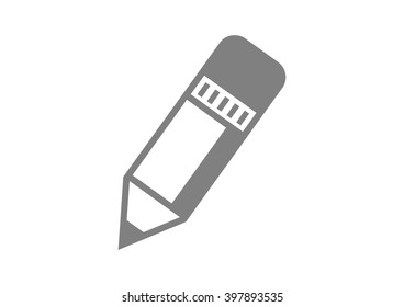Grey pencil icon on white background  