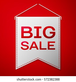 Grey pennant with inscription BIG SALE over a red background. Sale concept for shops store market, web and other commerce. Vector illustration.