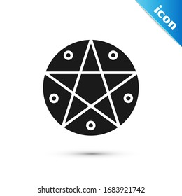 Grey Pentagram in a circle icon isolated on white background. Magic occult star symbol.  Vector Illustration
