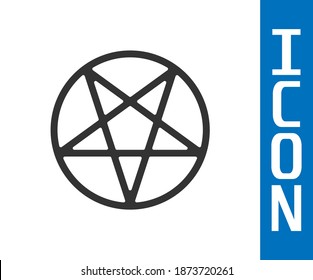 Grey Pentagram in a circle icon isolated on white background. Magic occult star symbol.  Vector