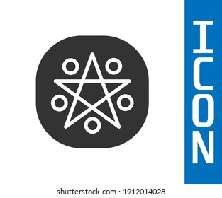 Grey Pentagram in a circle icon isolated on white background. Magic occult star symbol.  Vector