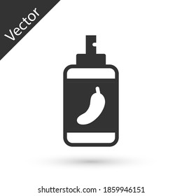 Graue Pfefferspray, Symbol einzeln auf weißem Hintergrund. OC-Gas. Capsicum selbst verteidigt Aerosol. Vektorgrafik.
