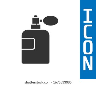 Icono de Perfume gris aislado en fondo blanco.  Ilustración vectorial