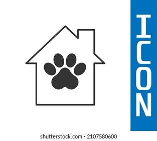 Grey Pet house icon isolated on white background.  Vector