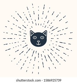 Grey Pet icon isolated on beige background. Abstract circle random dots. Vector Illustration
