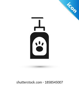 Grey Pet shampoo icon isolated on white background. Pets care sign. Dog cleaning symbol.  Vector