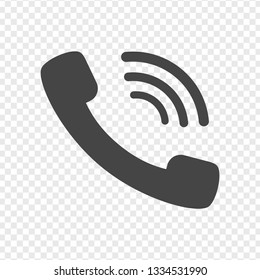 Grey phone icon vector on transparent  background. Vector illustration