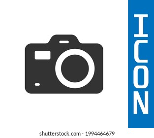 Grey Photo camera icon isolated on white background. Foto camera. Digital photography.  Vector